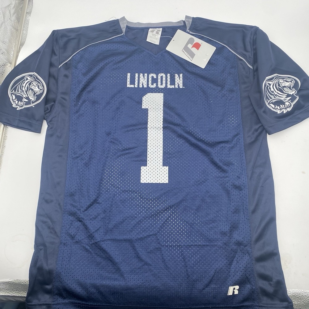 Lincoln Blue Tigers Football Jersey Russell Athletic Men Medium Blue New NWT